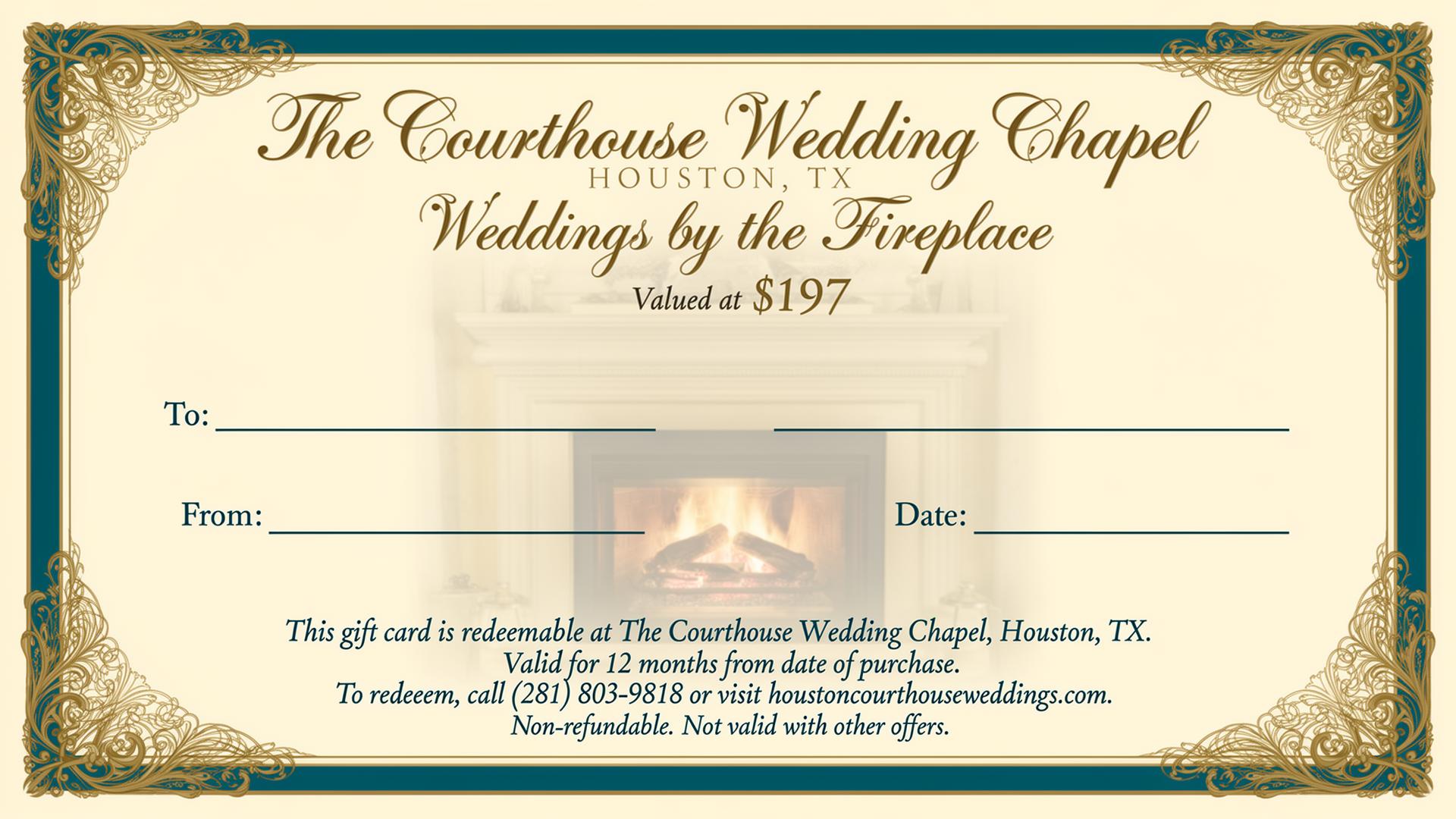 Weddings by The Fireplace gift certificate preview
