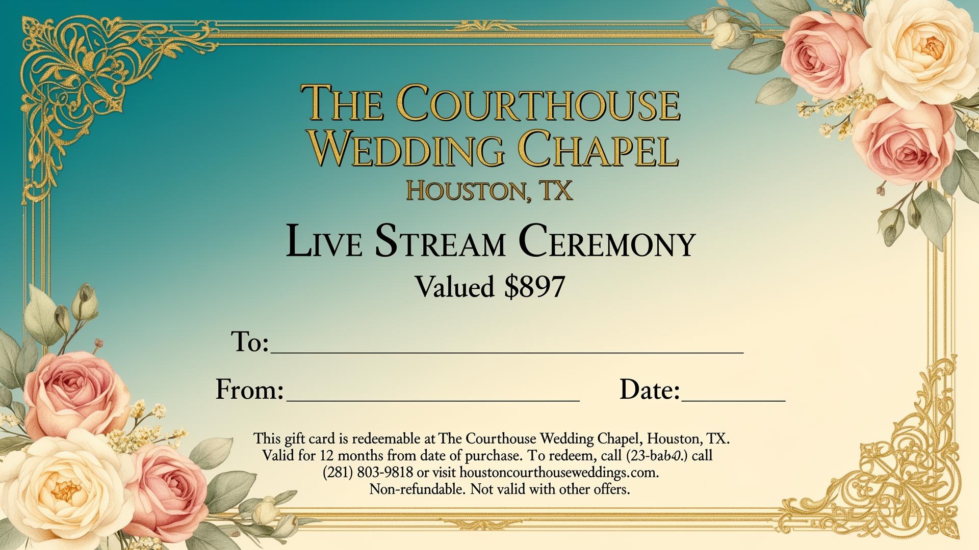 Live Stream Wedding Package gift certificate preview