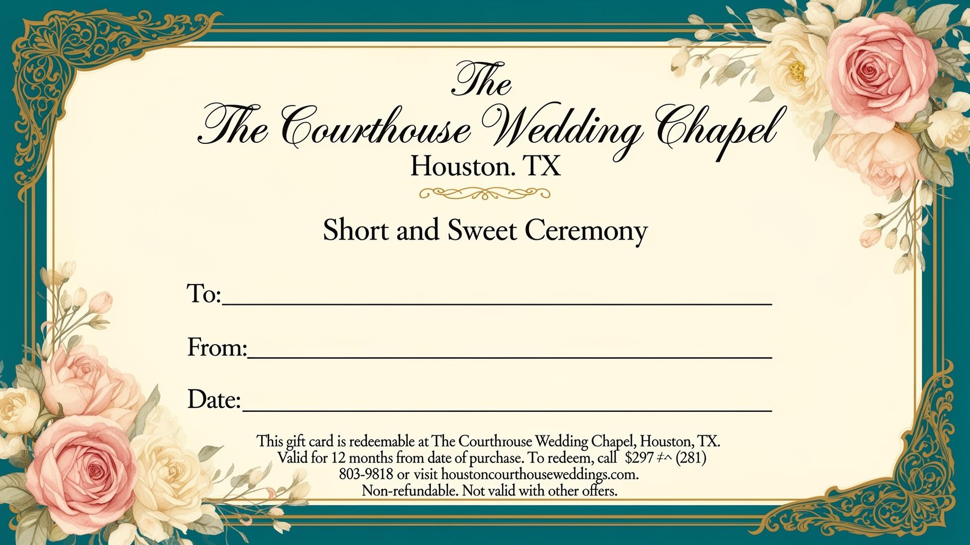 Short Wedding Ceremony gift certificate preview