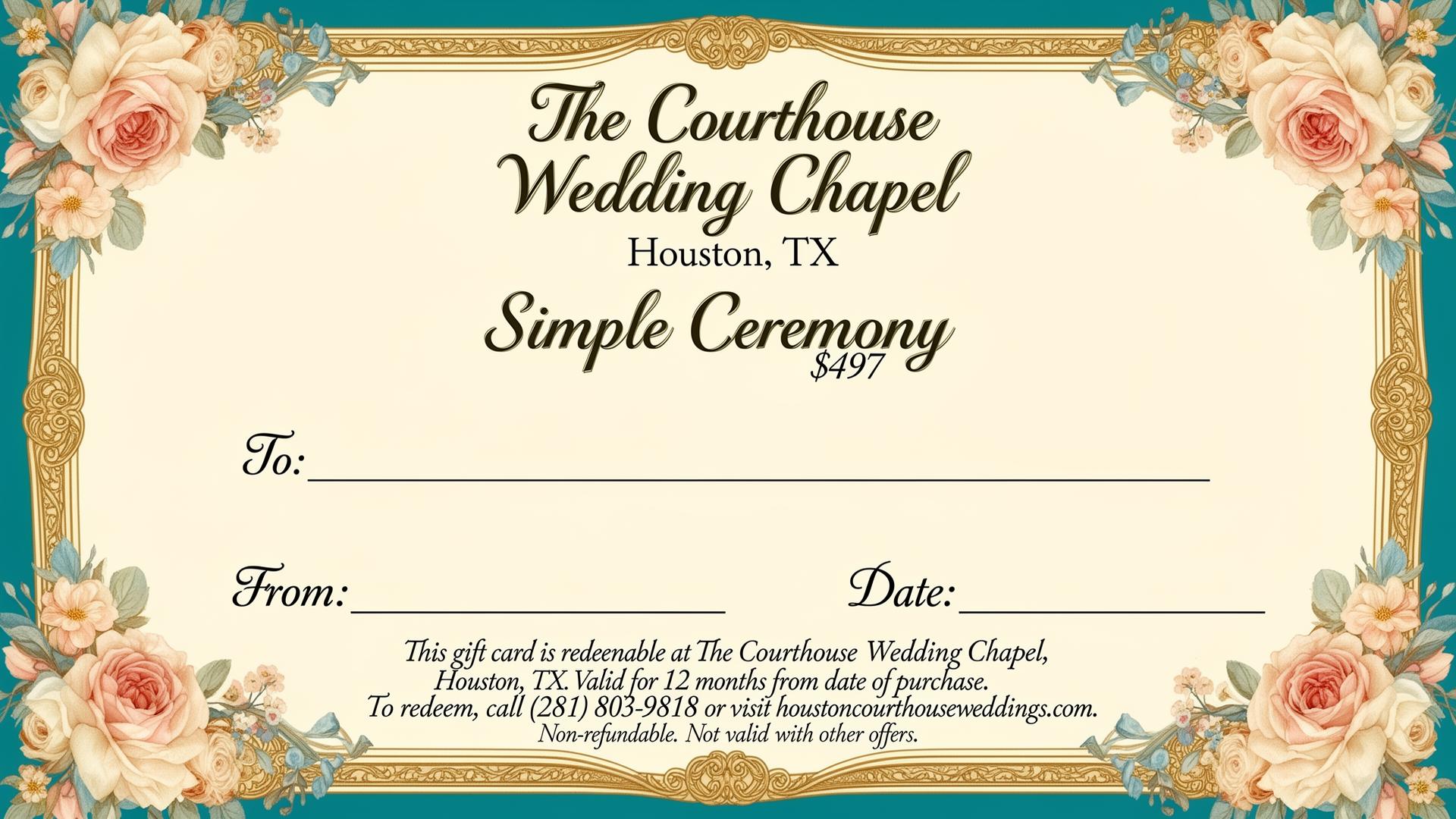 Simple Wedding Ceremony gift certificate preview