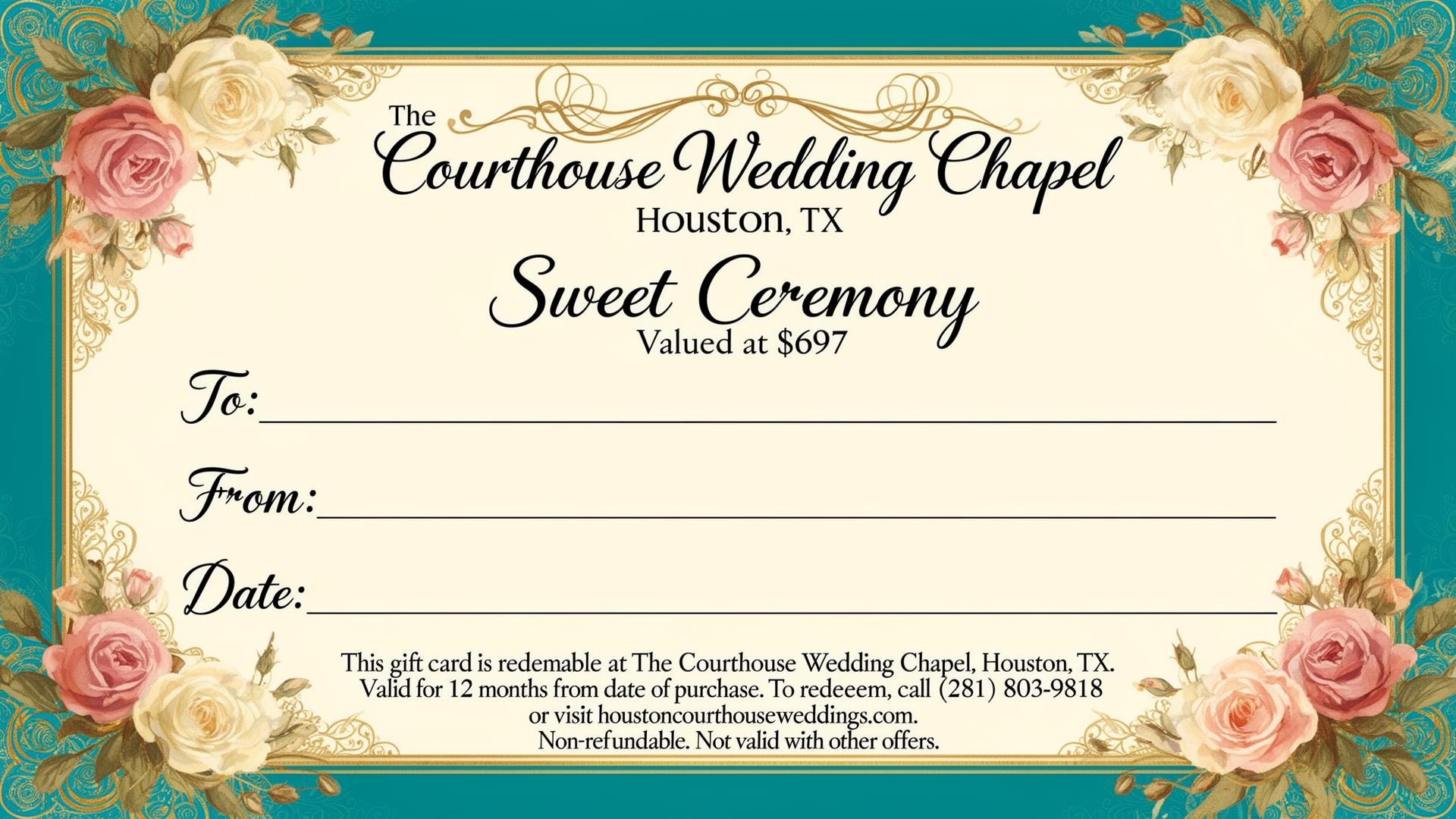 Sweet Wedding Ceremony gift certificate preview